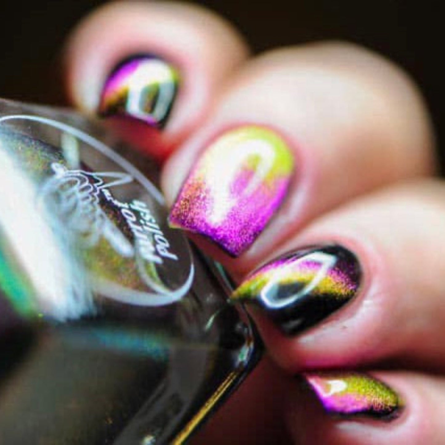 Parrot Polish Cheetah Cat Magnetic Multichrome Nail Lacquer Purple/Pink/Black