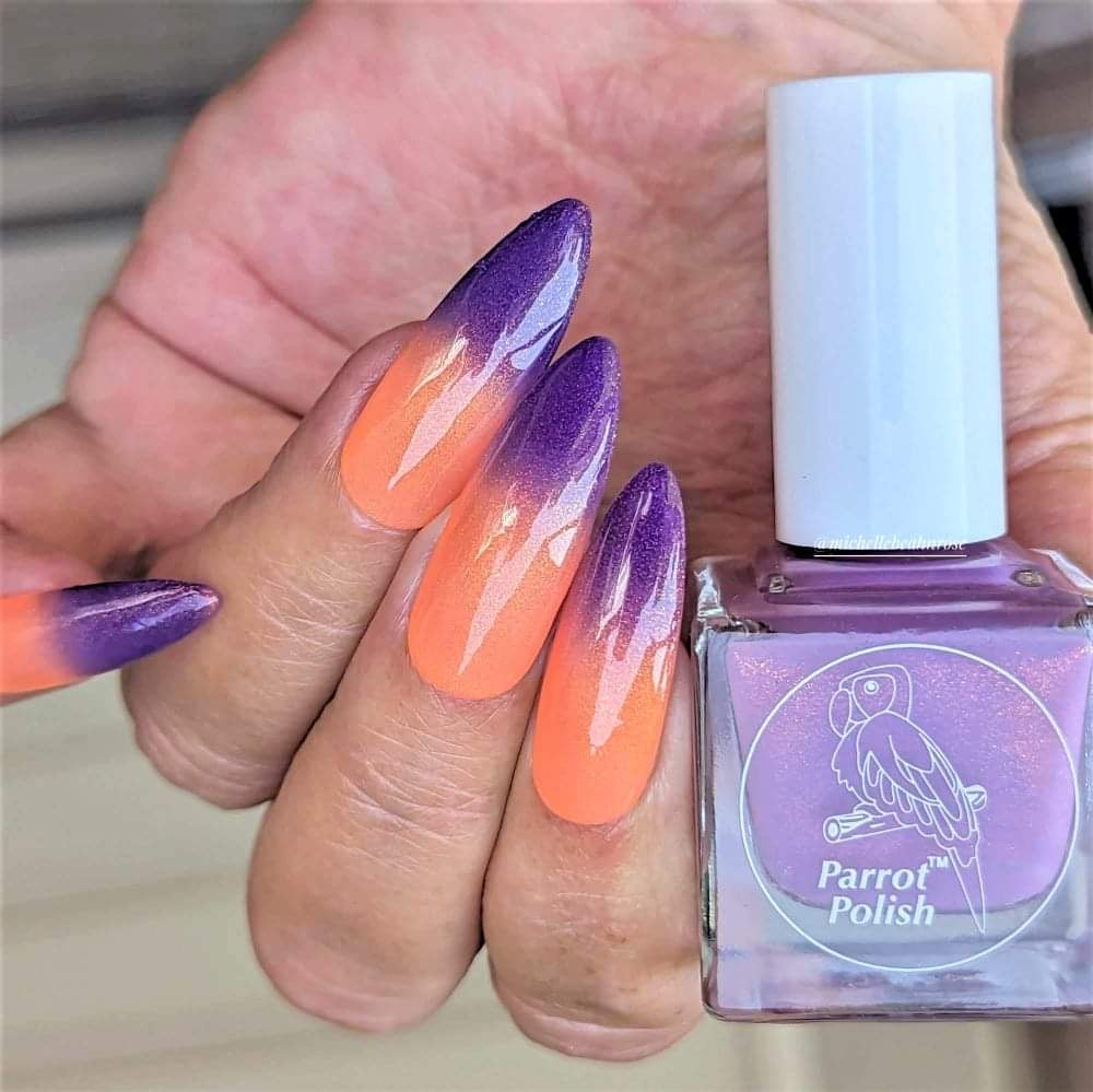 Parrot Polish Golden Plumeria Purple/Coral Thermal Nail Polish