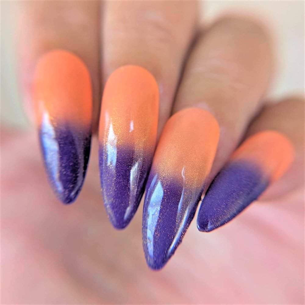 Parrot Polish Golden Plumeria Purple/Coral Thermal Nail Polish