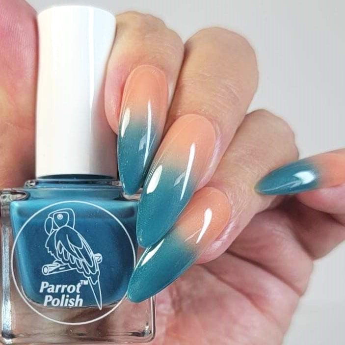 Parrot Polish Pink Sands Color Changing Thermal Nail Lacquer Blue/Pink Coral