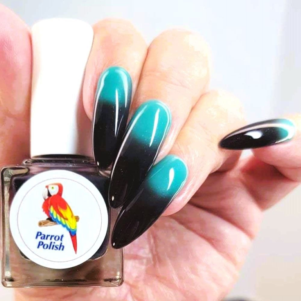 Parrot Polish "Costa Rica Dreams" Color Changing Thermal Nail Lacquer Black/Aqua