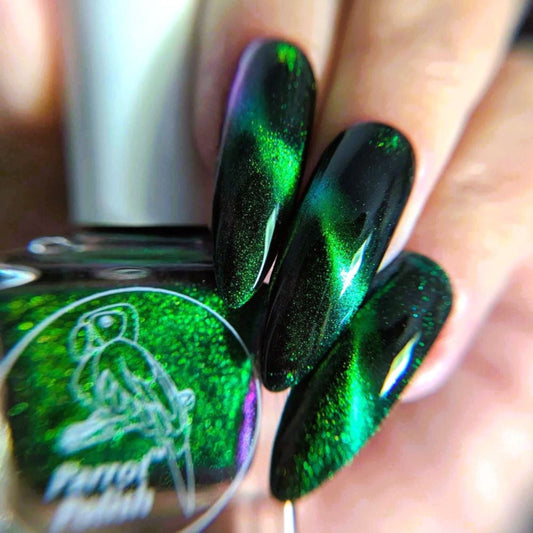 Parrot Polish Bengal Cat Multichrome Magnetic Nail Lacquer, Green/Purple/Blue