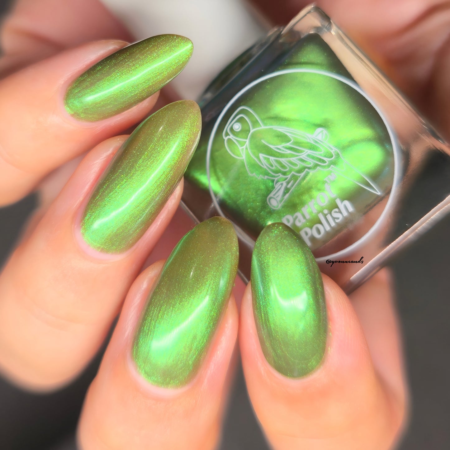 Parrot Polish Green Eyed Lady 60s Shimmer Nail Lacquer Green/Gold Shimmer