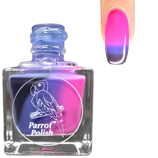 Parrot Polish Gothic Barbie Color Changing Thermal Nail Lacquer - Black/Blue/Pink
