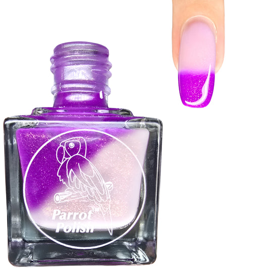 Parrot Polish Fairy Color Changing Thermal Nail Lacquer - Purple/Clear Gold Shimmer