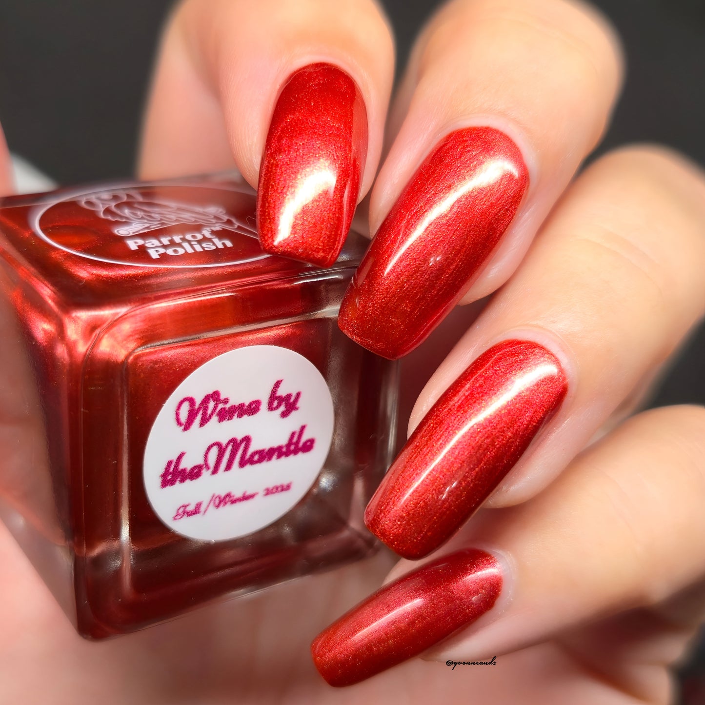 Parrot Polish Wine by the Mantle Shimmer Nail Lacquer Wine/Red
