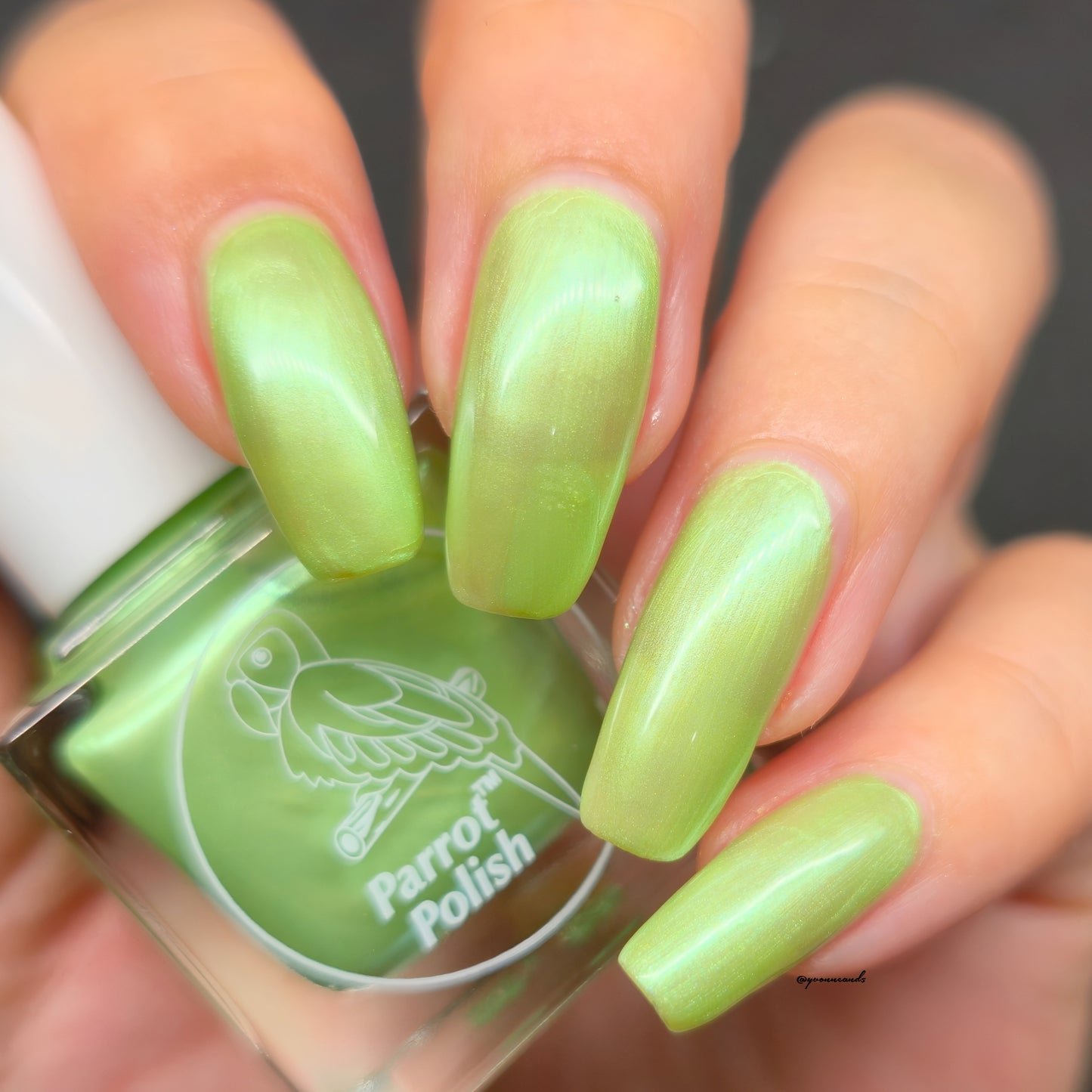 Parrot Polish  Granny Apples Shimmer Nail Lacquer Green/Silver