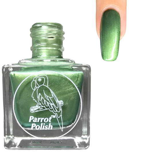Parrot Polish Olives and Oregano Shimmer Nail Lacquer Green/Silver