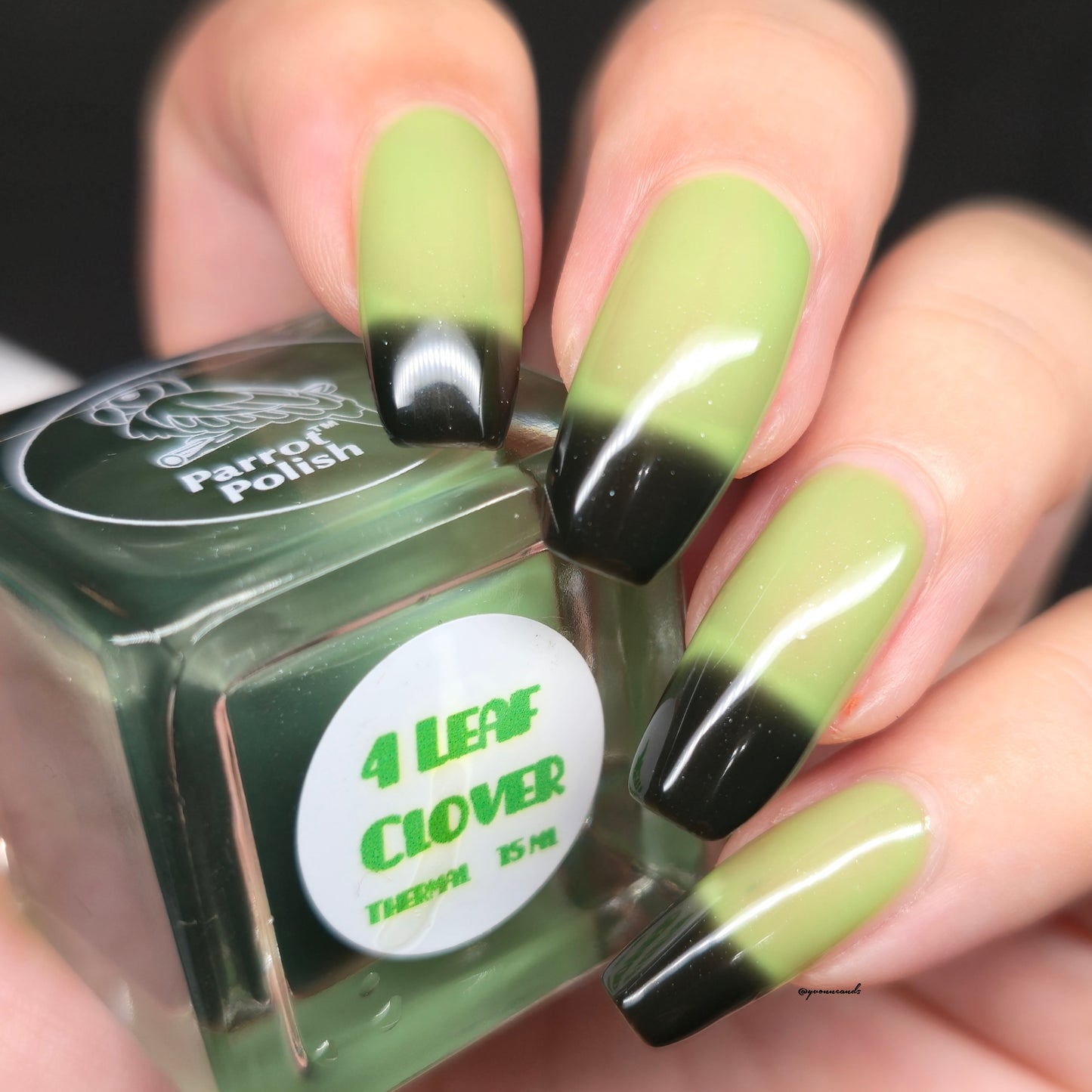 Parrot Polish 4 Leaf Clover Color Changing Thermal Nail Lacquer Black/Green