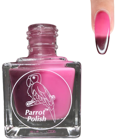 Parrot Polish Black Cherry Color Changing Thermal Nail Lacquer - Brown/Pink