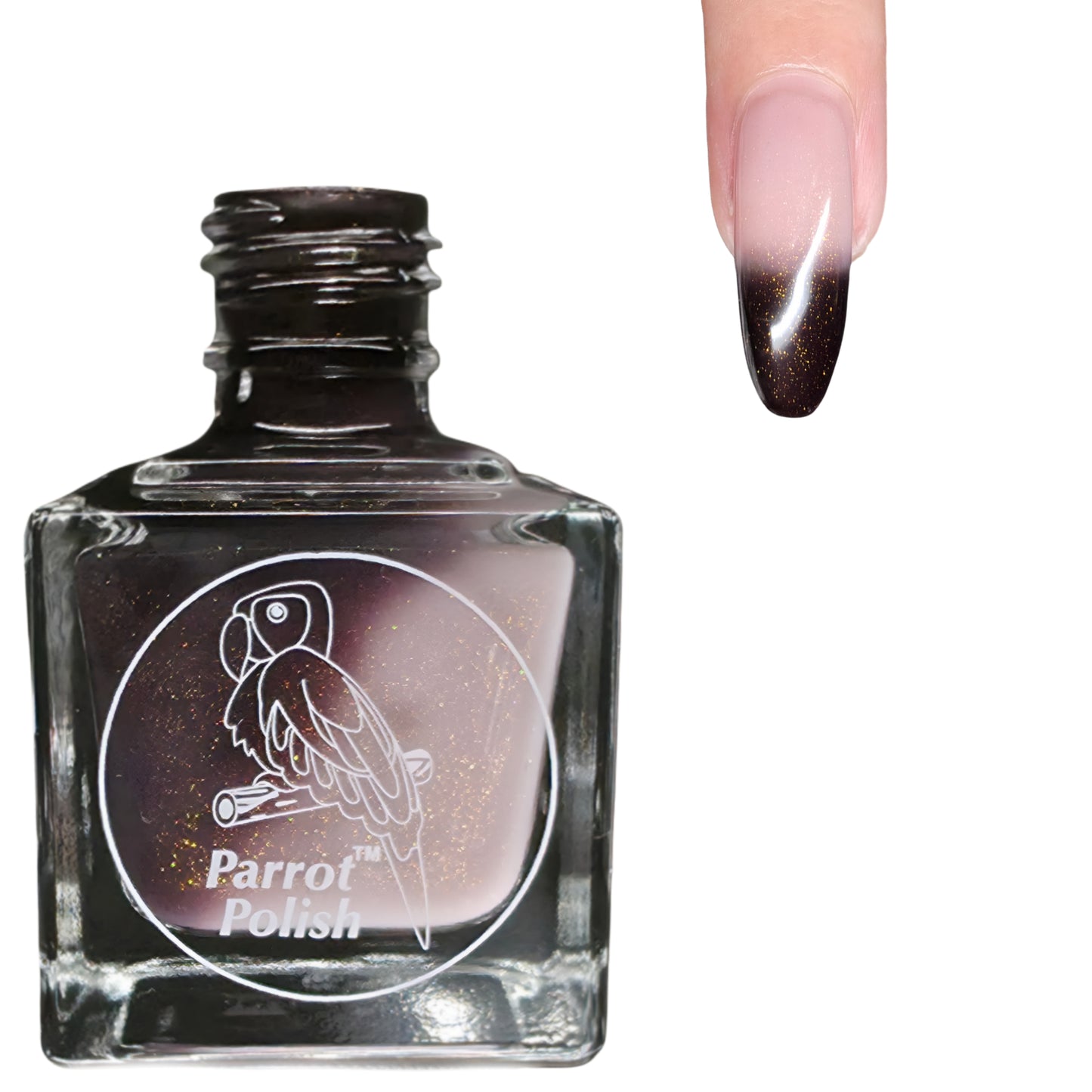 Parrot Polish Darkest Before the Light Color Changing Thermal Nail Lacquer - Black/Grey