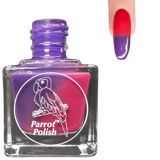 Parrot Polish Love in the Fields Color Changing Thermal Nail Lacquer - Blue/Red