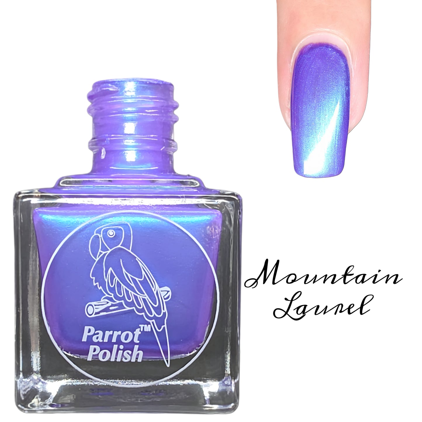 Parrot Polish Mountain Laurel Mutilchrome Shimmer Nail Lacquer Purple Blue