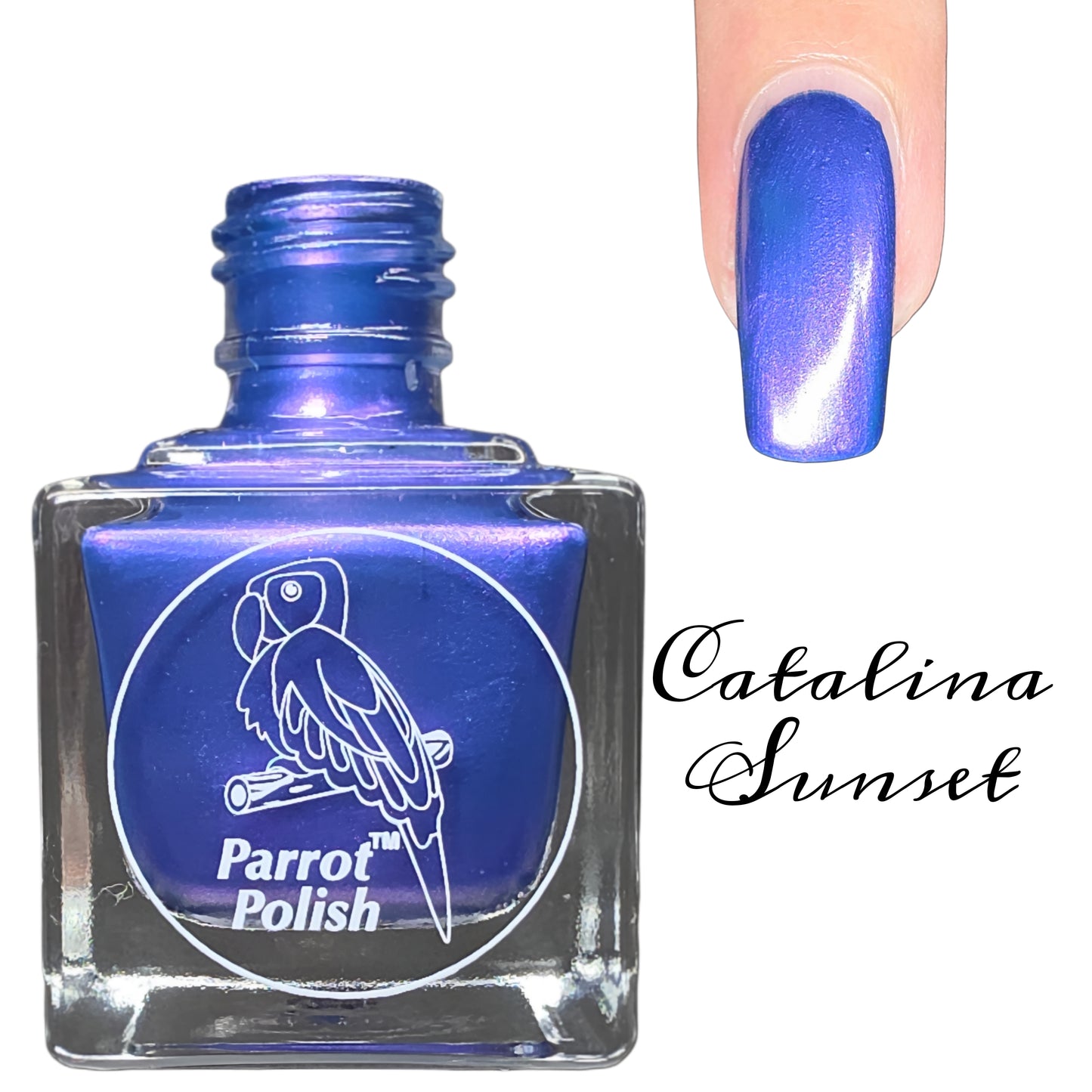 Parrot Polish Catalina Sunset Mutilchrome Shimmer Nail Lacquer Purple Blue