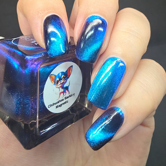 Parrot Polish Chihuahua Barking Magnetic Multichrome Nail Lacquer- Black Blue 0.5 Fl oz