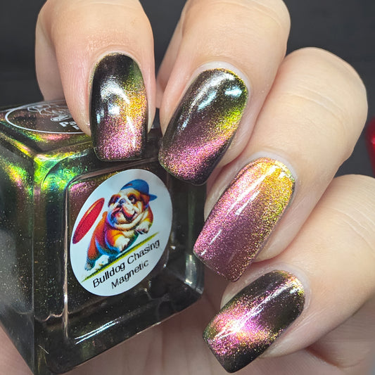 Parrot Polish Bulldog Chasing Magnetic Multichrome Nail Lacquer- Brown Black 0.5 Fl oz