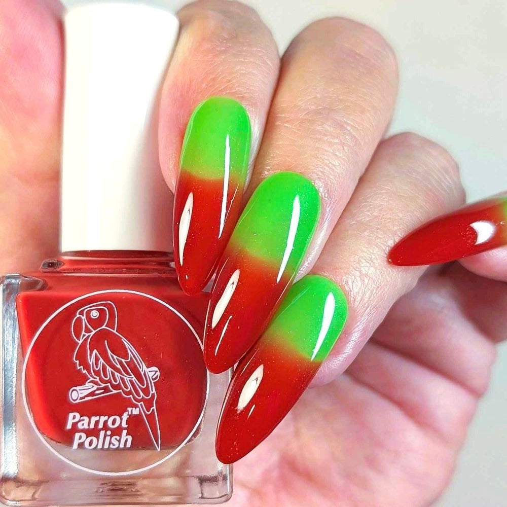 Parrot Polish Area 51 Thermal Nail Polish - Red/Lime