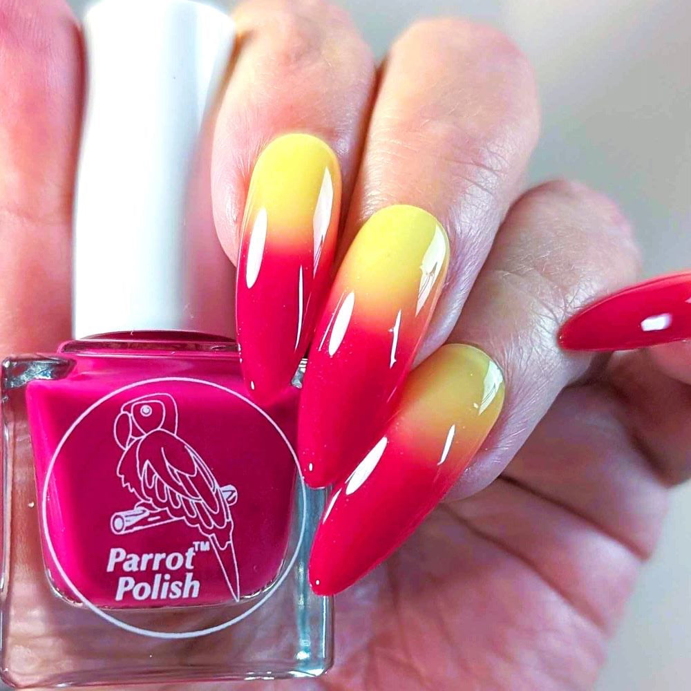 Parrot Polish Raspberry Lemonade Color Changing Thermal Nail Lacquer Raspberry/Orange