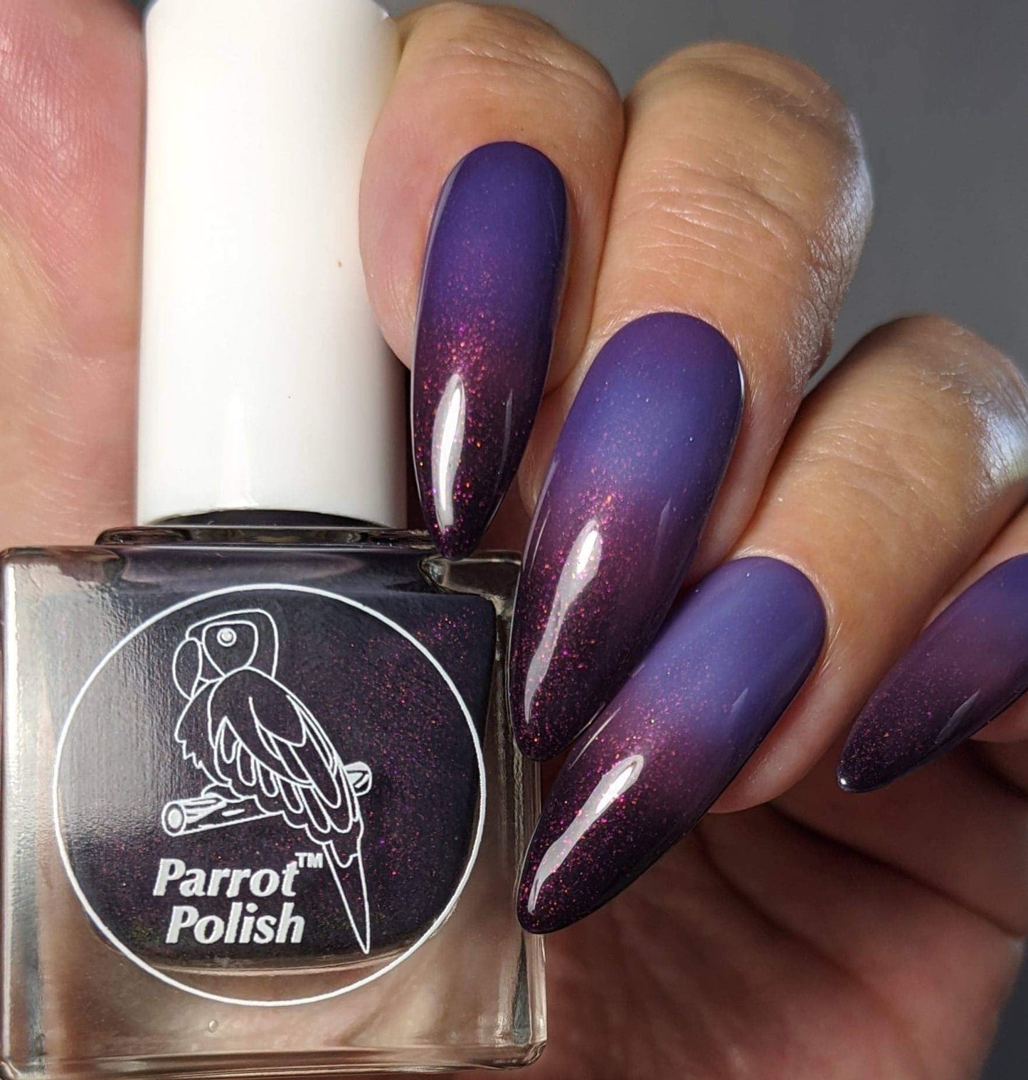 Parrot Polish The Seductress Color Changing Thermal Nail Lacquer  - Black/Red/Purple