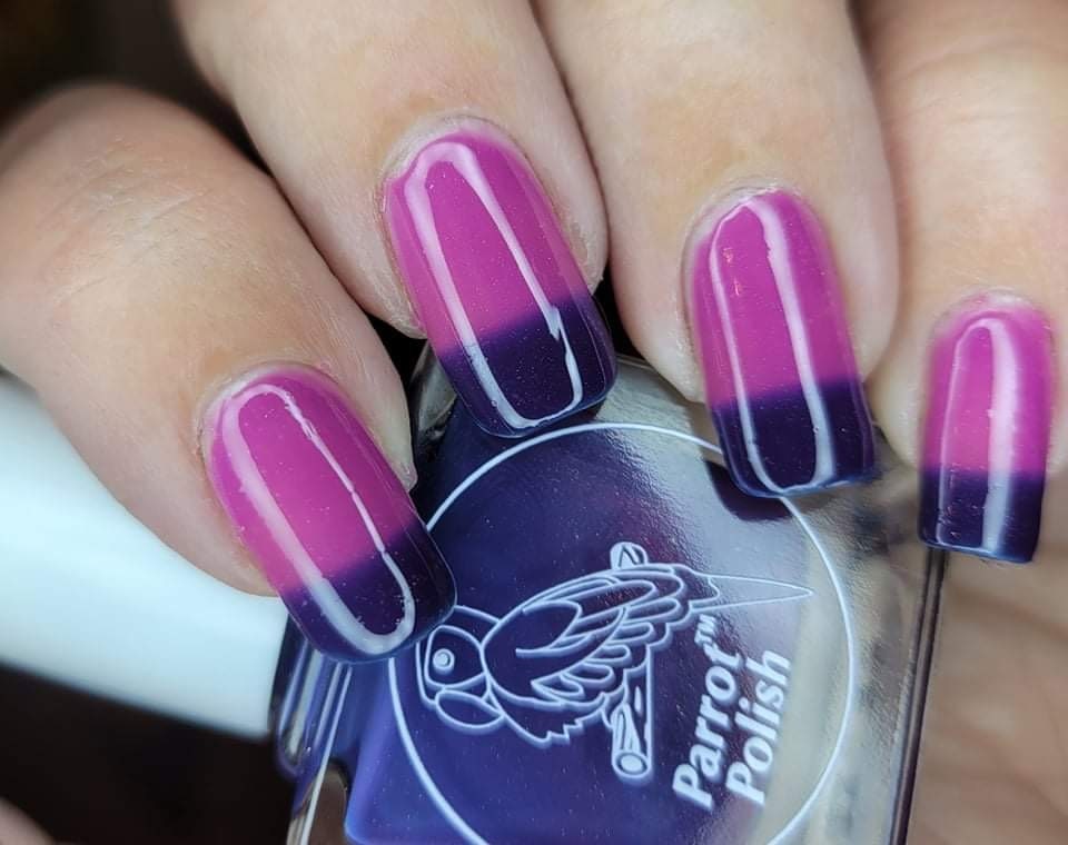 Parrot Polish Blue Jeans & Bubble Gum Color Changing Thermal Nail Lacquer - Blue/Pink