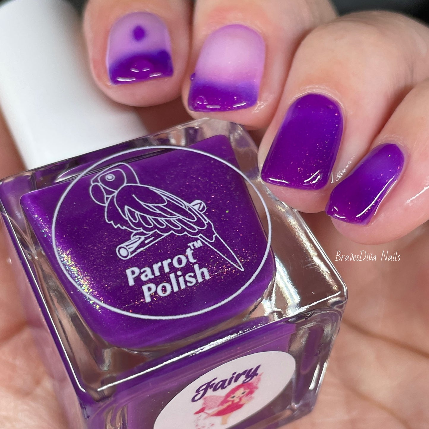 Parrot Polish Fairy Thermal Nail Polish V2 - Purple/Clear Gold Shimmer