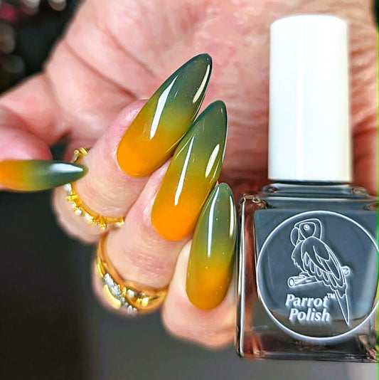 Parrot Polish Pumpkin Delight Color Changing Thermal Nail Lacquer - Green/Blue/Orange 0.5 Fl oz