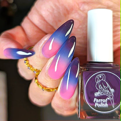 Parrot Polish California Picnic Thermal Nail Lacquer Black/Blue/Pink 0.5 FL