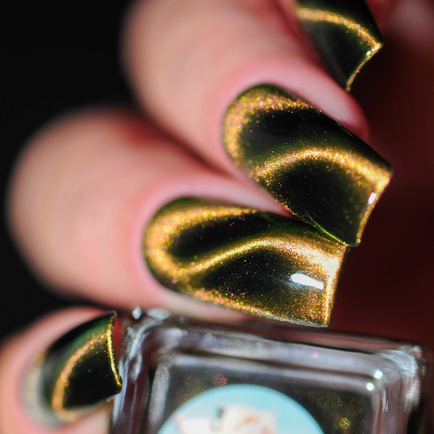 Parrot Polish "African lynx Cat" Magnetic Ultrachrome Nail Polish, Gold Green Orange