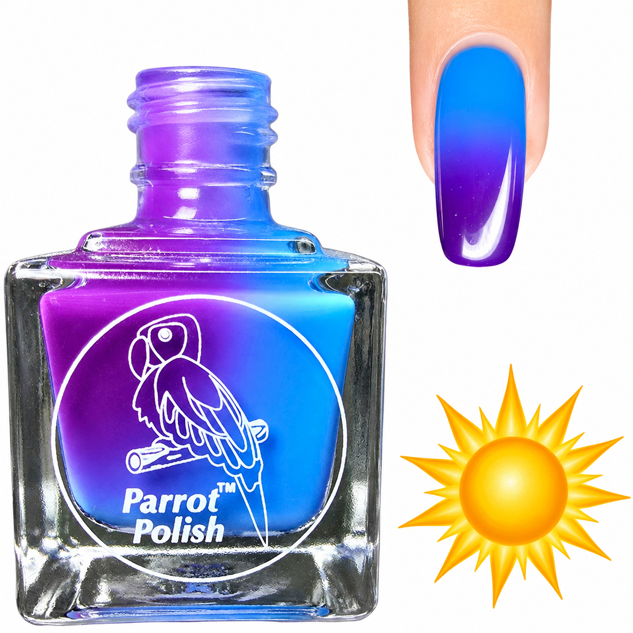 Parrot Polish Blurple Sky Color Changing Solar Nail Lacquer  - Blue/Purple