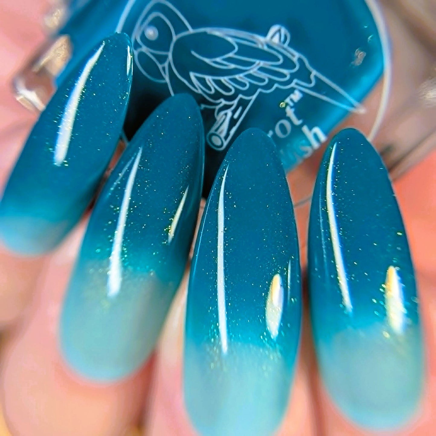 Parrot Polish Fortune Gold Color Changing Thermal Nail Lacquer - Blue/Green/Clear 0.5 Fl oz