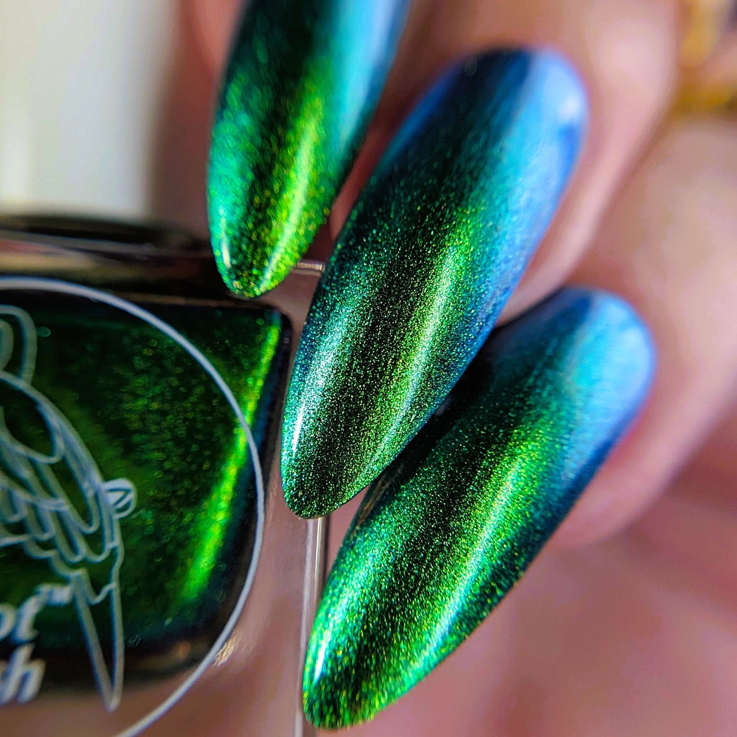 Parrot Polish Delilah Ultrachrome Green Blue Gold  Nail Lacquer 0.5 Fl oz