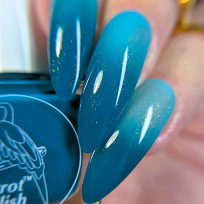 Parrot Polish Fortune Gold Color Changing Thermal Nail Lacquer - Blue/Green/Clear 0.5 Fl oz