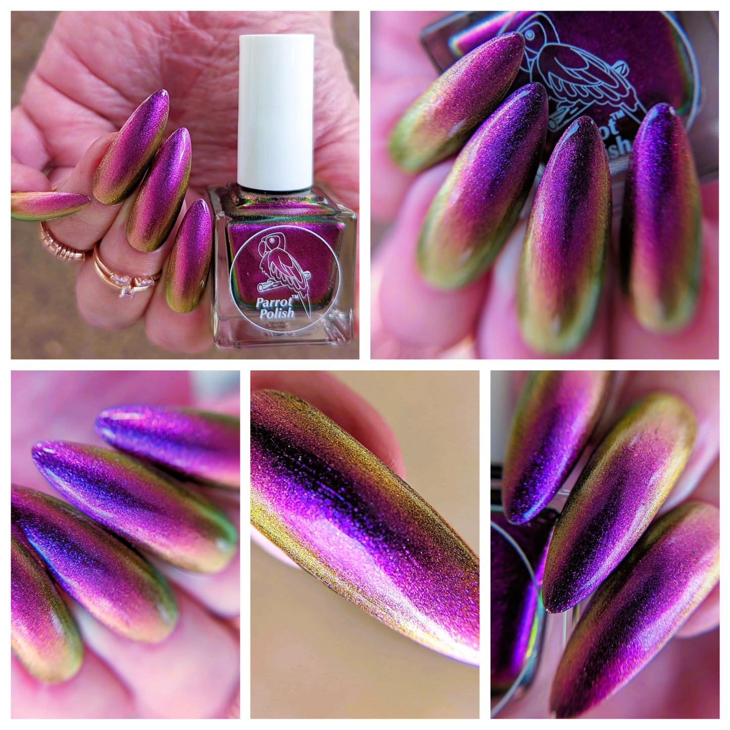 Parrot Polish Arabella Ultrachrome Purple Pink Gold Nail Lacquer 0.5 Fl oz