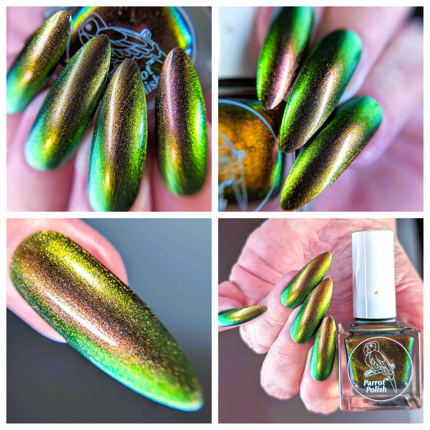 Parrot Polish Penelope Ultrachrome Gold Green Brown Nail Lacquer 0.5 Fl oz