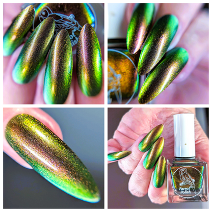 Parrot Polish Penelope Ultrachrome Gold Green Brown Nail Lacquer 0.5 Fl oz