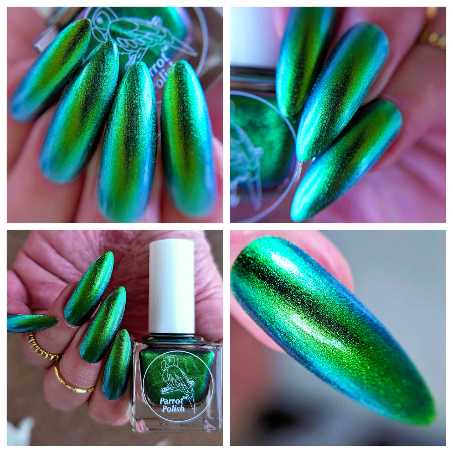 Parrot Polish Delilah Ultrachrome Green Blue Gold  Nail Lacquer 0.5 Fl oz