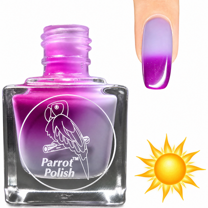 Parrot Polish Geranium Bliss Color Changing Solar Nail Lacquer - Grey/Purple