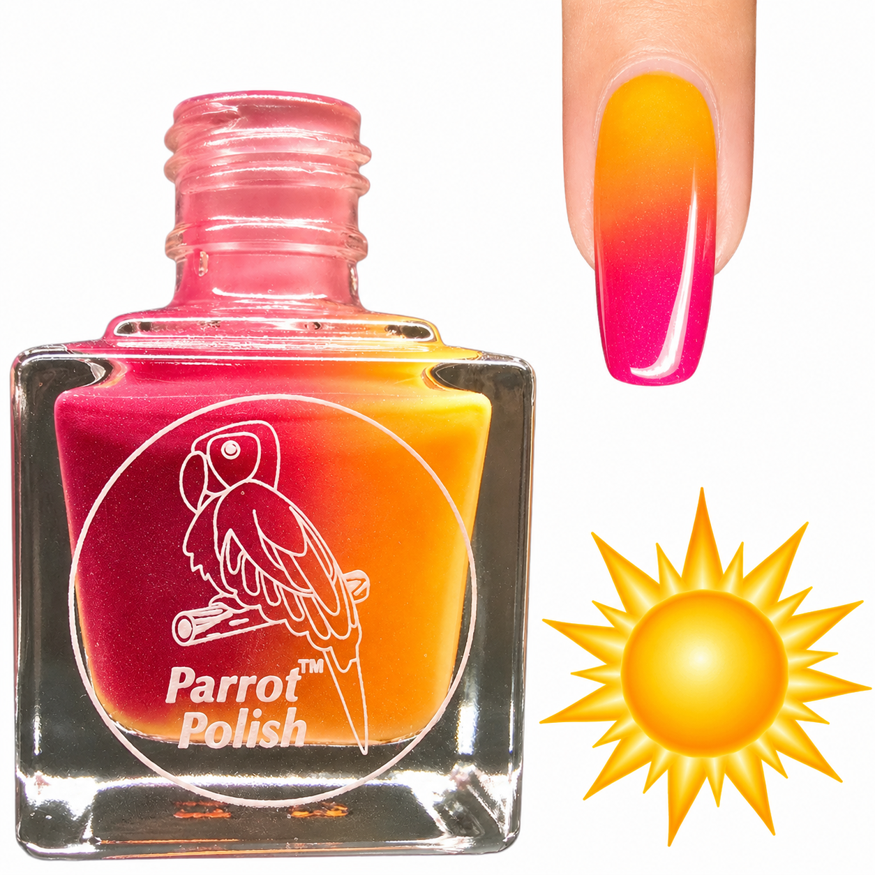 Parrot Polish Sunset Burn Color Changing Solar Nail Lacquer  - Orange/Red