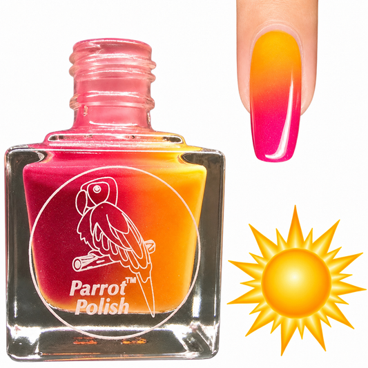 Parrot Polish Sunset Burn Color Changing Solar Nail Lacquer  - Orange/Red