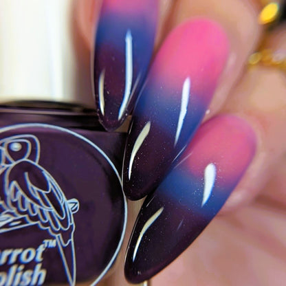 Parrot Polish California Picnic Thermal Nail Lacquer Black/Blue/Pink 0.5 FL