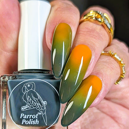 Parrot Polish Pumpkin Delight Color Changing Thermal Nail Lacquer - Green/Blue/Orange 0.5 Fl oz