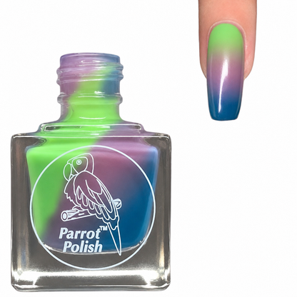 Parrot Polish Lime Surprise Thermal Nail Lacquer Blue/Mauve/Green 0.5 FLoz