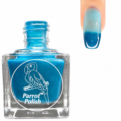 Parrot Polish Fortune Gold Color Changing Thermal Nail Lacquer - Blue/Green/Clear 0.5 Fl oz