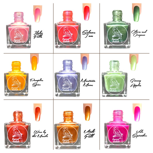 Parrot Polish Fall/ Winter Collection Shimmer Nail Lacquers 9 Total