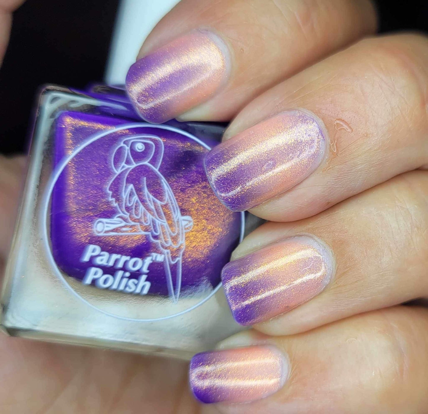 Parrot Polish Golden Plumeria Purple/Coral Thermal Nail Polish