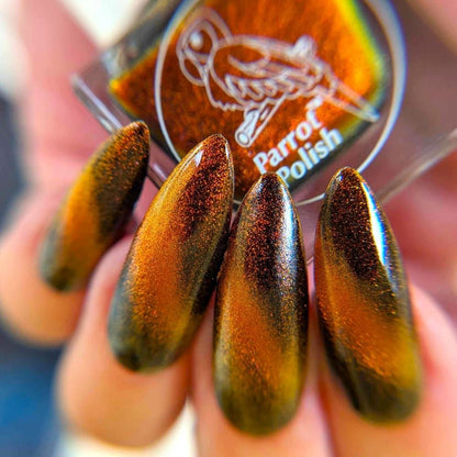 Parrot Polish "Calico Cat" Multichrome Magnetic Nail Polish Brown/Black/Gold