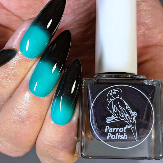 Parrot Polish St.Lucia Thermal Nail Lacquer.  Black/Turquoise