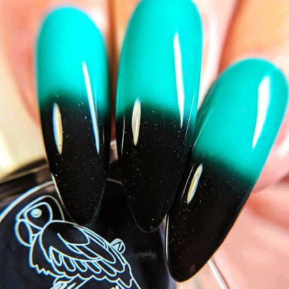 Parrot Polish St.Lucia Thermal Nail Lacquer.  Black/Turquoise