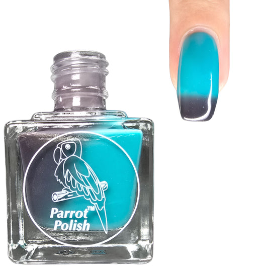 Parrot Polish "Costa Rica Dreams" Thermal Black Blue/ Turquoise Nail Lacquer