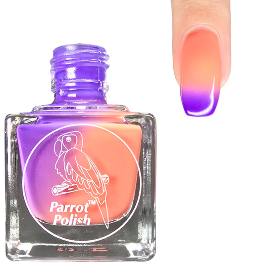 Parrot Polish Golden Plumeria Purple/Coral Thermal Nail Polish